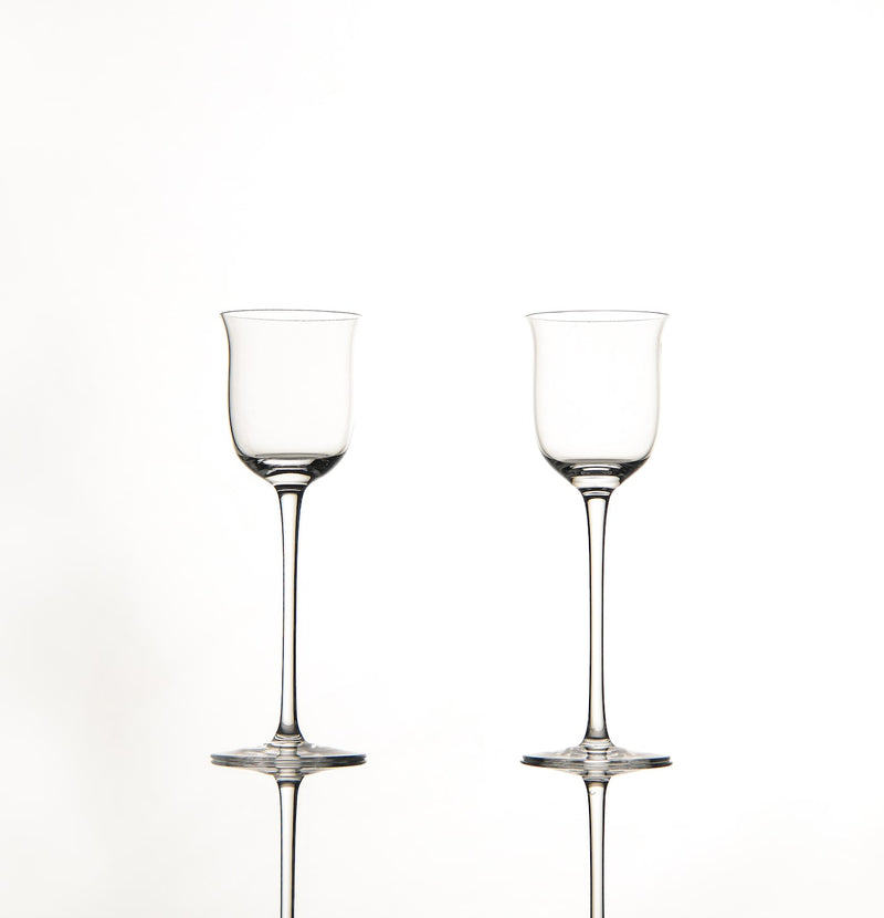 Set of the 2 crystal aperitif glasses together
