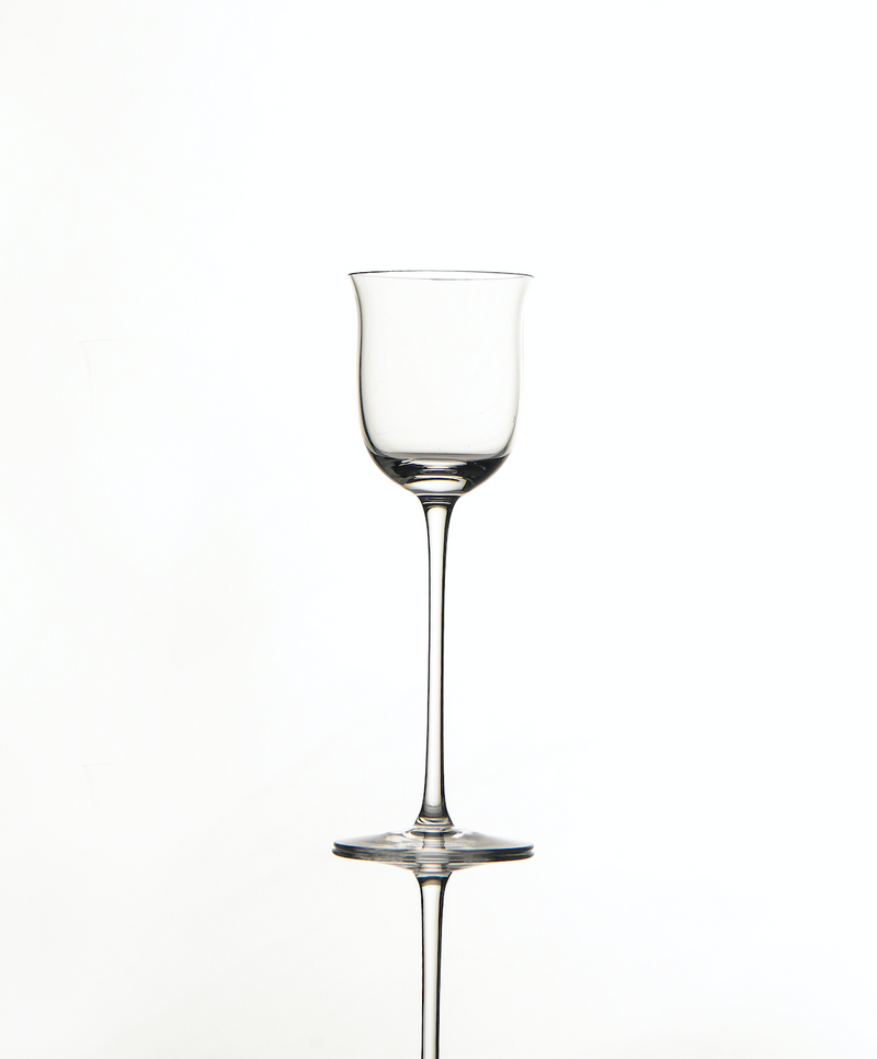 Our crystal clear aperitif glass close of view on a white background