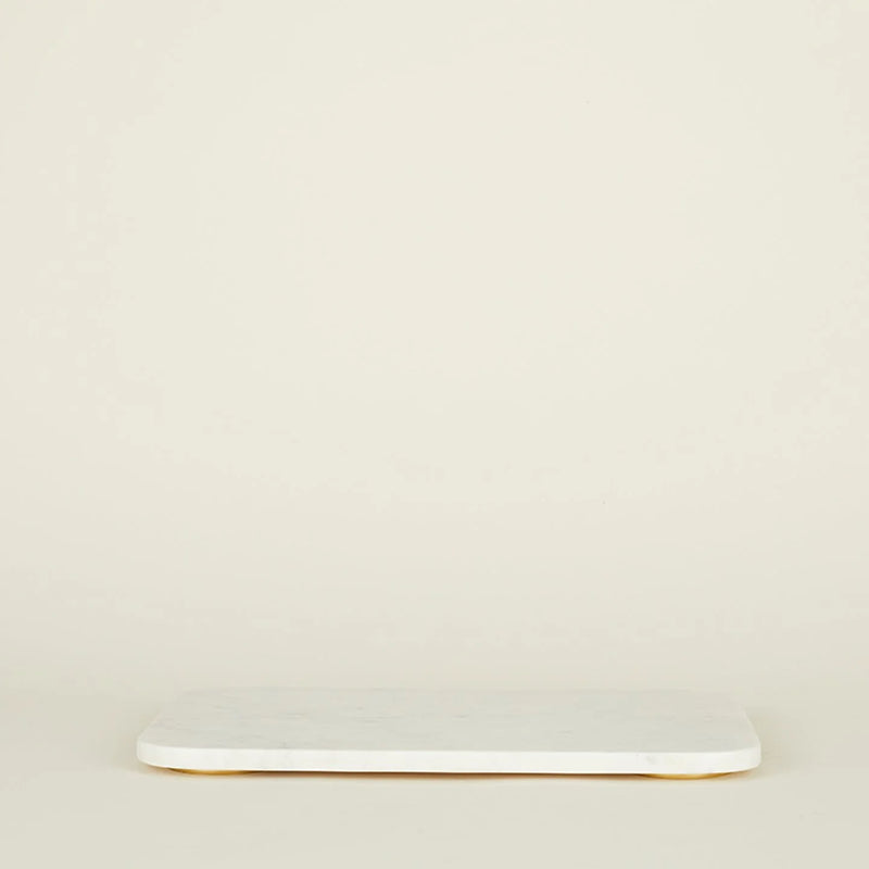 Large Brass & White Marble Serving Board