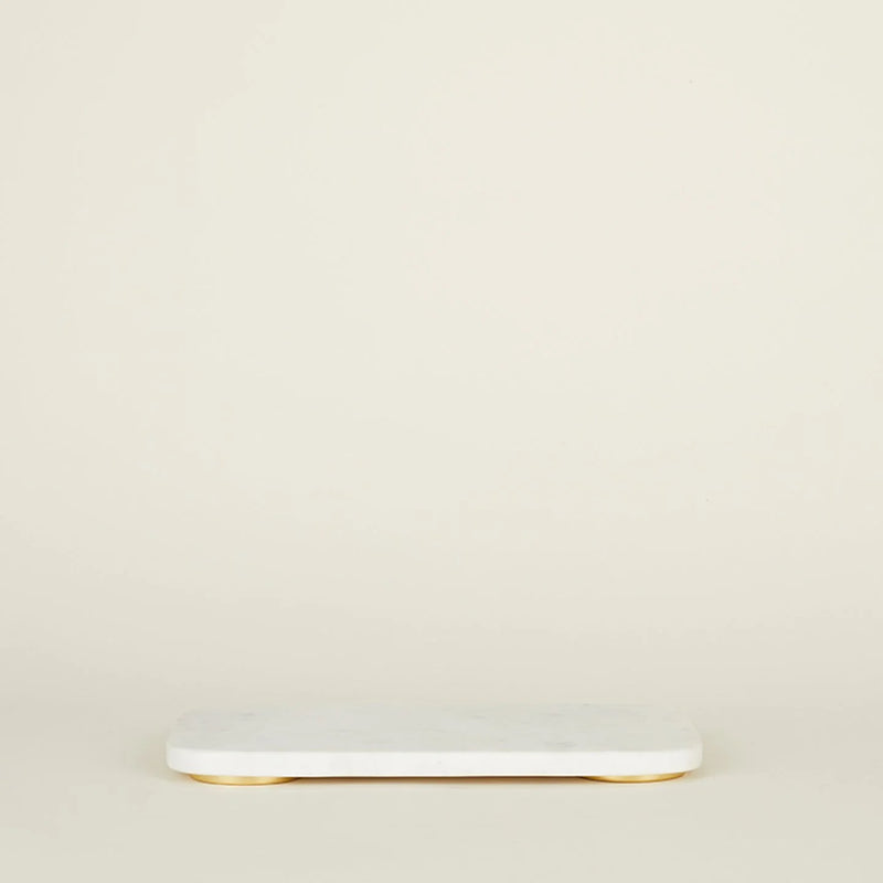 Small Brass & White Marble Serving Board