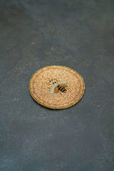 Set of 4 Handmade Bee Beaded Coasters, Gold