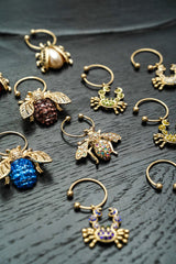 Bedazzled Bee Wine Charms, Dark Jewel Tones
