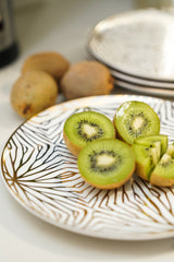 Talianna Lily Pad Plates, White & Gold, Set of 4