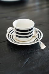 La Vuelta Coffee or Tea Cup and Saucer, White/Black