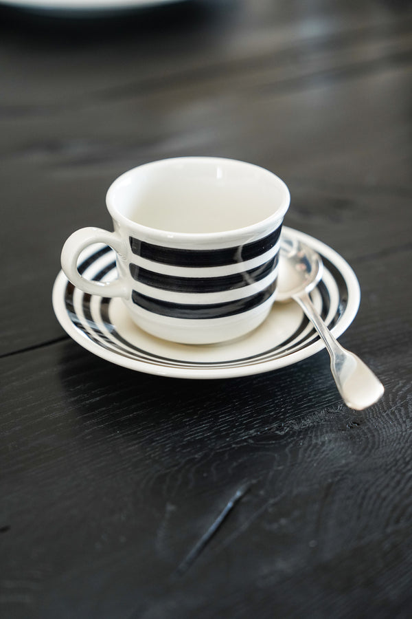 La Vuelta Coffee or Tea Cup and Saucer, White/Black