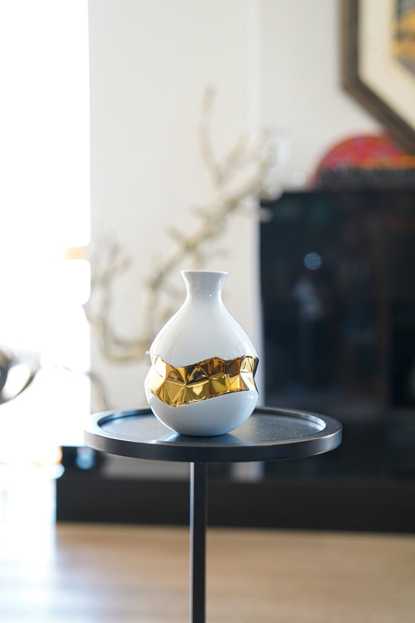 Talianna Oro Bud Vase, White & Gold