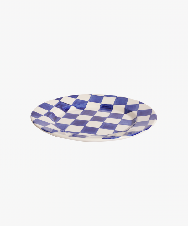 La Vichy Dessert Plate, White/Blue