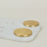 Large Brass & White Marble Serving Board