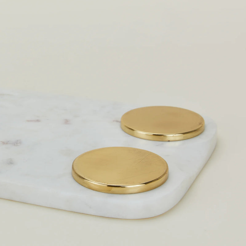 Marble Serving Board, Small with Brass Feet