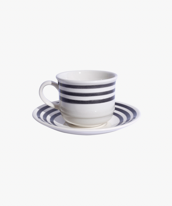 La Vuelta Coffee or Tea Cup and Saucer, White/Black
