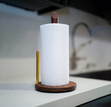 Angled Paper Towel Holder, Wood & Brass