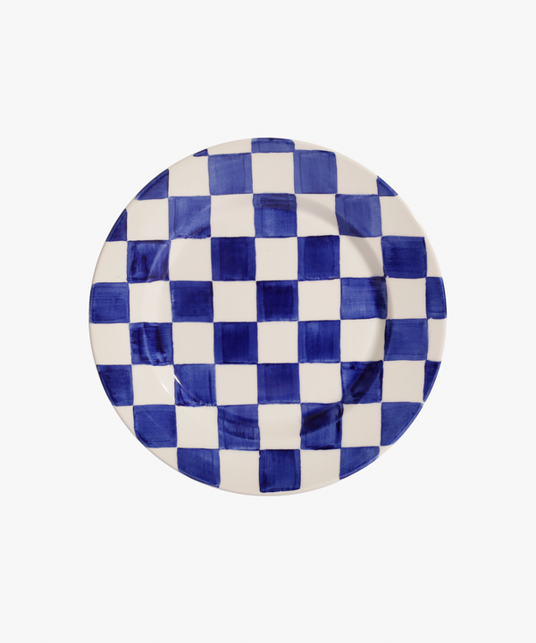 La Vichy Dessert Plate, White/Blue