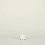 Brass & White Marble Sugar Bowl with Brass Spoon