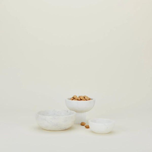 Medium White Marble Stoneware Bowl