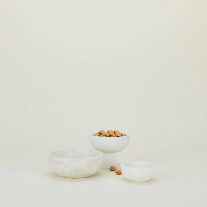 Small White Marble Stoneware Bowl
