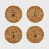 Handmade Beaded Bee Coasters, Gold, Set of 4