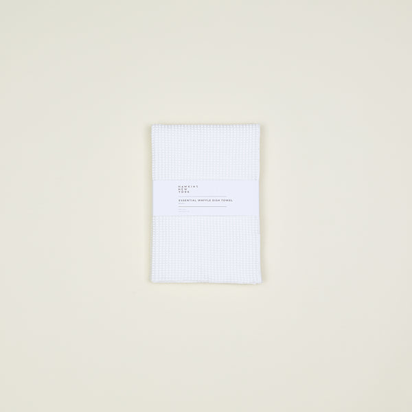 Ivory & White Cotton Waffle Weave Knit Dish Towel, Set of 2