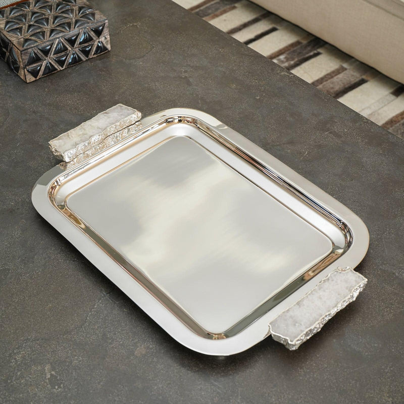 Hospitality Tray, Silver & Crystal