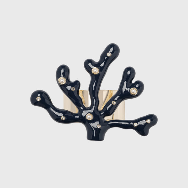 Coral Napkin Rings, Navy, Set of 4