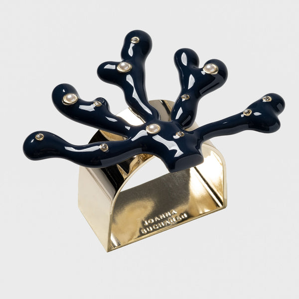Coral Napkin Rings, Navy, Set of 4