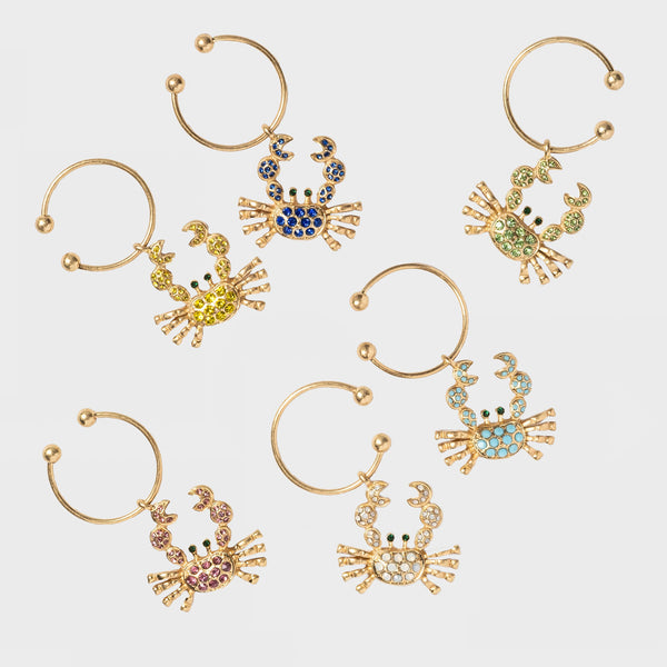 Crab Wine Charms, Rainbow