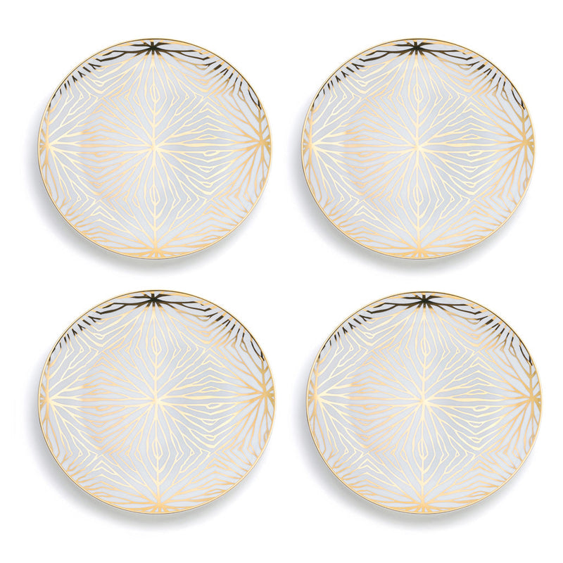 Talianna Lily Pad Plates, White & Gold, Set of 4
