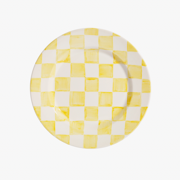 La Vichy Dessert Plate, White/Yellow