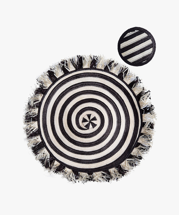 Zenu Placemat and Coaster Set, Black/Natural, Set of 4