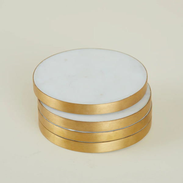 Brass & White Marble Coasters