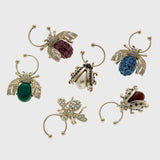 Bedazzled Bee Wine Charms, Dark Jewel Tones