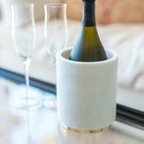 Brass & White Marble Utility Wine Cooler/Canister