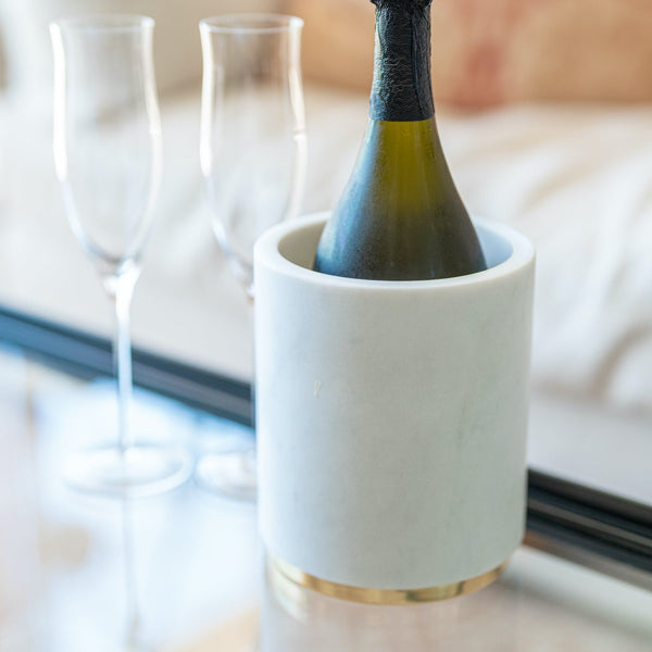 Brass & White Marble Wine Cooler/Canister
