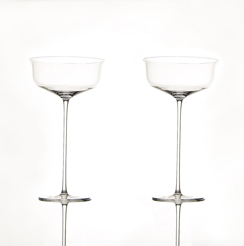 Two's Company Set of 2 Metallic Glass Champagne Flutes (Fancy/Cheers)