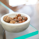 Small White Marble Stoneware Bowl